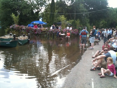 The tide is high but we're playing on. White Swan pub, Twickenham