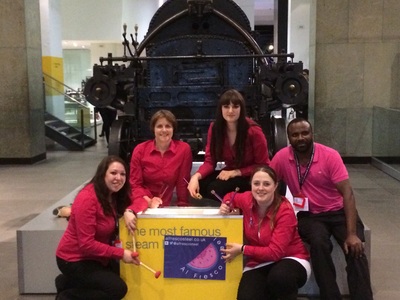 Steel and more steel - with Stephenson's Rocket. Science Museum 'Lates' evening.